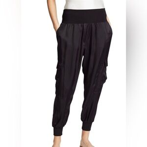 Cinq à Sept Women's Black Cupro Tous Les Jours Giles Cargo Jogger Pants- Size XS